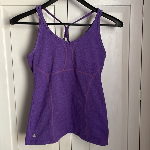 Athleta Empowerment Strappy Purple Tank Top With Built-In Bra Size Small - Picture 2 of 9